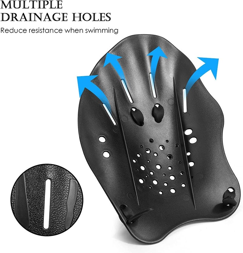 HOUSON 1 Pair Swim Paddle Hand Exercise Swim Training Paddle Adjustable Diving Training Hand Fin Flipper Flat Paddle Swimming Training Aid for Men Women Children - Image 4